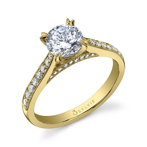 Milgrain Classic Diamond Solitaire Engagement Ring